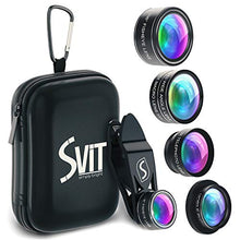 Load image into Gallery viewer, 5 in 1 Phone Camera Lens Kit - Optical Glass Attachment Set - 2X Zoom Telephoto, 198 Fisheye, 0.63X Wide Angle, 15X Macro, CPL Filter with Universal Clip Adapter for Cell Phones and Tablets (Black)
