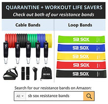 Load image into Gallery viewer, SB SOX Resistance Bands Set for Men &amp; Women – Best Workout/Exercise Bands That Don’t Roll Up – Perfect Exercise Equipment for Your Home Gym – Easy to Use, Works Great, Very Durable Elastic (Original)
