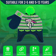 Load image into Gallery viewer, Disney Toy Story Buzz Lightyear Toddler Winter Hat and Snow Gloves for Boys 2 Pc. Set, Soft Mittens with Warm Pom-Pom Beanie
