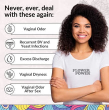 Load image into Gallery viewer, Flower Power Vegan Boric Acid Suppositories - 30 Capsules - 600mg for Vaginal Odor and pH Balance - Made in USA
