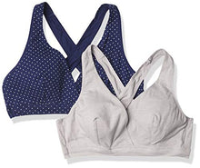 Load image into Gallery viewer, Playtex womens Maternity &amp; Cross Over Sleep Wirefree Us4960 2-pack Nursing Bra, In the Navy/White Pin Dot + Crystal Grey Heather, Medium US
