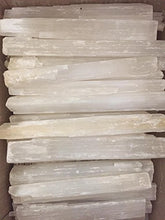 Load image into Gallery viewer, Selenite Stick 6 to 8.5 Inches long, 1 to 2 inches wide, white healing stone, strong protection powers
