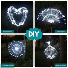 Load image into Gallery viewer, JJGoo Solar Garden Lights Solar Firework Lights, 2 Pack 120 LEDs 2 Lighting Modes Solar Lights Outdoor Waterproof for Garden Patio Walkway Pathway Party Wedding Decorative - Cool White
