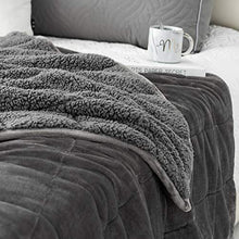 Load image into Gallery viewer, Wemore Sherpa Fleece Weighted Blanket for Adult, 15 lbs Dual Sided Cozy Fluffy Heavy Blanket, Ultra Fuzzy Throw Blanket with Soft Plush Flannel Top, 48 x 72 inches, Grey on Both Sides
