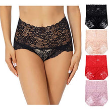 Load image into Gallery viewer, KYY Women's Lace Underwear High Waist Sexy Panties Full Coverage Briefs 4 Pack
