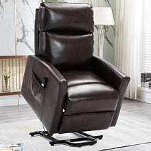Load image into Gallery viewer, Lift Recliner Chair, Bonzy Home Overstuffed Lift Chairs for Elderly with Remote, 3 Position &amp; Side Pocket, Power Reclining Chair for Living Room Home Theater Seating, Faux Leather, Brown
