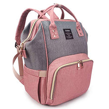 Load image into Gallery viewer, Qimiaobaby Diaper Bag Backpack, Baby Nappy Storage Travel Bag，With Bottle Bag,Stroller Belt And Diaper Changing Pad (Pink Gray)
