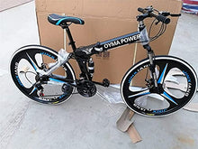 Load image into Gallery viewer, 26 inch 21 Speed Folding Mountain Bike High Carbon Steel, Full Suspension MTB Bicycle for Adult, Double Disc Brake Outroad Mountain Bicycle for Men Women,Fast Delivery [ USA in Stock ] (a)
