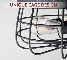Load image into Gallery viewer, Kira Home Gage 15" Industrial 3-Light Cage Flush Mount Ceiling Light, Textured Black Finish
