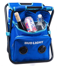 Load image into Gallery viewer, Bud Light Beach/Tailgate/Picnic Chair &amp; Insulated Cooler Bag with Built in Rechargeable Bluetooth Speaker
