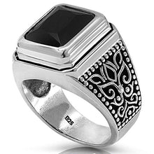 Load image into Gallery viewer, Onyx Signet Solid 925 Sterling Silver Men Ring - Made in Thailand – 11
