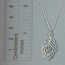 Load image into Gallery viewer, Peacock Feather Cutout Charm Necklace - 925 Sterling Silver, 18"

