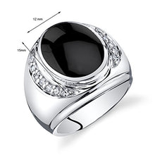 Load image into Gallery viewer, Mens Oval Cut Onyx Godfather Ring Sterling Silver Size 11
