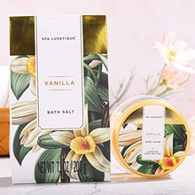 Load image into Gallery viewer, Spa Gift Basket for Women, Spa Luxetique Spa Gift Set for Women - Vanilla Scented Bath Set, 12 Pcs Relaxing Home Spa Kit with Bath Salts, Bath Bombs, Body Scrub, Spa Gifts for Women
