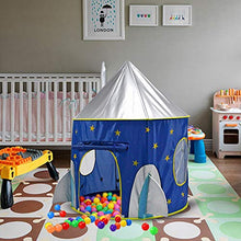 Load image into Gallery viewer, Qi Peng Children's Tent Game House ，Rocket Ship Tent ，Spaceship Tent for Kids ，Portable Foldable Pop Up Tent Blue Star Boys Girls

