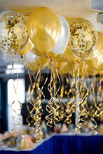 Load image into Gallery viewer, 50 Pieces Gold, White and Gold Confetti Balloons | PREFILLED 14 Inch Latex, Metallic, Confetti Balloons for Party, Decorations, Wedding &amp; Bridal (with Ribbon)
