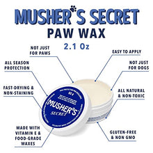 Load image into Gallery viewer, Musher's Secret Dog Paw Wax (2.1 Oz): All Season Pet Paw Protection Against Heat, Hot Pavement, Sand, Dirt, Snow - Great for Dogs on Trails and Walks!
