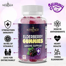 Load image into Gallery viewer, (2-Pack) Premium Elderberry Gummies by New Age for Adults Kids with Vitamin C, Zinc, Propolis - Sambucus Black Elderberry Gummy Extract - Gluten Free &amp; Vegetarian - 120 Gummies
