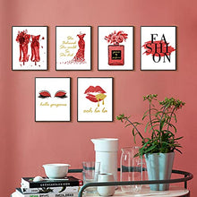Load image into Gallery viewer, Red Flower Perfume Makeup Art Posters Set of 6 Fashion Canvas Wall Art Prints Makeup Decor Wall Pictures for Bedroom Decor Girls Room Wall Decor (8"x10" UNFRAMED, Blood Red)
