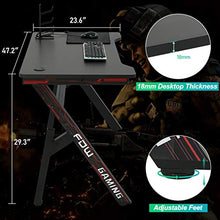 Load image into Gallery viewer, Gaming Computer Desk Home Office Desk Extra Large Modern Ergonomic Black PC Carbon Fiber Writing Desk Table with Cup Holder Headphone Hook
