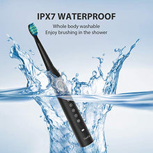 Load image into Gallery viewer, Electric Toothbrush - Dentist Recommended Smart Sonic Toothbrush with 5 Modes, 8 Dupont Brush Heads &amp; Travel Case Included, USB Fast Charging, Black
