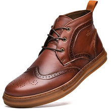 Load image into Gallery viewer, Men's Mid Top Casual Wingtip Brogue Oxford Dress Sneaker Boots for Men Arkbird Comfortable Daily Work Ankle Shoe Brown 10

