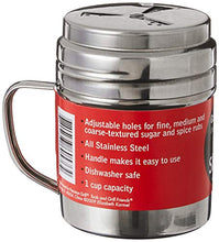 Load image into Gallery viewer, Elizabeth Karmel’s Adjustable Dry Rub Shaker with Holes for Medium and Coarse Grind Seasonings, Stainless Steel, 1-Cup Capacity
