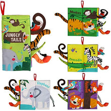 Load image into Gallery viewer, beiens Baby Books Toys, Touch and Feel Crinkle Cloth Books for Babies, Infants &amp; Toddler, Early Development Interactive Car &amp; Stroller Soft Toys Gifts for Boys &amp; Girls (Jungle Tails-1 Book)
