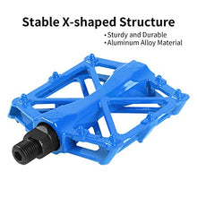 Load image into Gallery viewer, Bike pedals - Mountain Bike Pedals - Aluminum CNC Bearing Bicycle Pedals - Road Bike Pedals with 16 Anti-skid Pins - Lightweight Platform Pedals - 9/16" Spindle Bike Pedal for BMX/MTB Bike Blue
