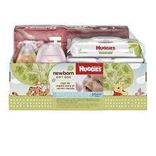 Load image into Gallery viewer, Huggies Newborn Gift Box - Little Snugglers Diapers (Size Newborn 24 Ct &amp; Size 1 32 Ct), Natural Care Unscented Baby Wipes (96 Ct Total), and Johnson's Shampoo &amp; Baby Lotion (Packaging May Vary)
