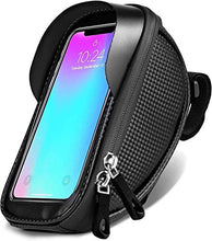 Load image into Gallery viewer, Bike Frame Bag,eletecpro Bike Phone Front Bag Bicycle Phone Mount Bag Waterproof Handlebar Bike Phone Case Holder Sensitive Touch Screen (Black)
