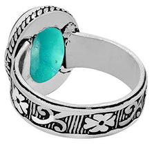 Load image into Gallery viewer, Turquoise Ring Size 8.5 925 Silver Overlay Vintage Style Handmade Solitaire Ring
