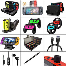 Load image into Gallery viewer, Switch Accessories Bundle - Orzly Geek Pack for Nintendo Switch: Case &amp; Screen Protector, Joycon Grips &amp; Racing Wheels, Switch Controller Charge Dock, Comfort Grip Case &amp; More - JetBlack
