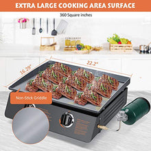 Load image into Gallery viewer, MaxKare Tabletop Gas Grill Griddle - 22 Inch BBQ Propane Portable Grill with 2-Adjustable Burners Grill Pan Cast Iron Smokeless Griddle for Indoor Outdoor Camping
