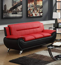 Load image into Gallery viewer, GTU Furniture Contemporary Bonded Leather Sofa &amp; Loveseat Set (Sofa and Loveseat, Red and Black)
