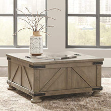 Load image into Gallery viewer, Signature Design by Ashley - Aldwin Farmhouse Storage Coffee Table, Brown Pine Wood
