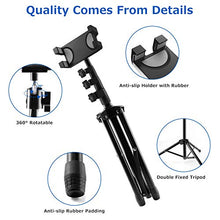 Load image into Gallery viewer, iPad Stand Tablet Tripod Stand,360 Rotating iPad Tripod Mount for Phone and iPad of 4.7-13", Adjustable 62" Tablet Tripod Holder with Bluetooth Remote Control for iPad Air,iPad Pro,iPhone,Kindle

