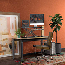 Load image into Gallery viewer, Standing Desk Converter with Height Adjustable – PUTORSEN 32 inch Stand Up Desk, Ergonomic Sit Stand Dual Monitor and Laptop Riser Tabletop Workstation Black
