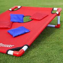 Load image into Gallery viewer, GoSports Portable PVC Framed Cornhole Toss Game Set with 8 Bean Bags and Travel Carrying Case - Choose American Flag Design, Red &amp; Blue or Football
