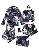 Load image into Gallery viewer, SheIn Women's 7pcs Pajama Set Cami Pjs with Shirt and Eye Mask Navy Tropical Medium
