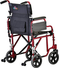 Load image into Gallery viewer, NOVA Medical Products Lightweight Transport Chair with Removable &amp; Flip Up Arms for Easy Transfer, Anti-Tippers Included, Red, 19"
