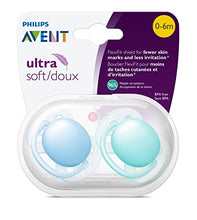 Load image into Gallery viewer, Philips Avent Ultra Soft Pacifier, 0-6 Months, Blue/Teal, 2 pack, SCF212/20
