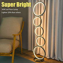 Load image into Gallery viewer, JIRTH LED Floor Lamp for Living Room 3 Brightness Levels Dimmable Touch Switch Modern Ring Tall Standing Lamp 42 Inches 36w Art Deco Floor Light for Bedroom Home Office Reading (Black)
