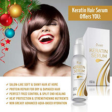 Load image into Gallery viewer, Vitamins Keratin Protein Hair Serum - Biotin Collagen Anti Frizz Treatment with Castor Oil Repairs Frizzy Dry Damaged Hair - Straight or Curly Hair Heat Protectant for Shine and Gloss 4.25 Oz
