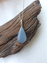 Load image into Gallery viewer, Tiny Celestite sterling Silver Handmade pendant, Teardrop shape

