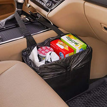 Load image into Gallery viewer, KMMOTORS Foldable Car Garbage Can Patented Car Waste Basket Comfortable Multifuntional Vegan Leather and Oxford Clothes Car Organizer Car Trash Can (Large, Black)
