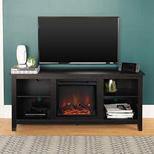 Load image into Gallery viewer, Walker Edison Wood 58" Fireplace Console | Flat-panel TV's up to 64" | 4 Storage Shelves | Black

