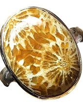 Load image into Gallery viewer, Natural Indonesian Fossil Coral 925 Solid Sterling Silver Ring Size 7.75
