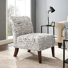 Load image into Gallery viewer, Linon Linen Script Lily, Dark Walnut Chair, 21.5" W x 29.5" D X 31.5" H
