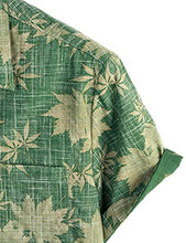 Load image into Gallery viewer, VATPAVE Mens Front Pocket Hawaiian Shirts Casual Short Sleeve Button Down Beach Shirts 3X-Large Green Leaves Flower
